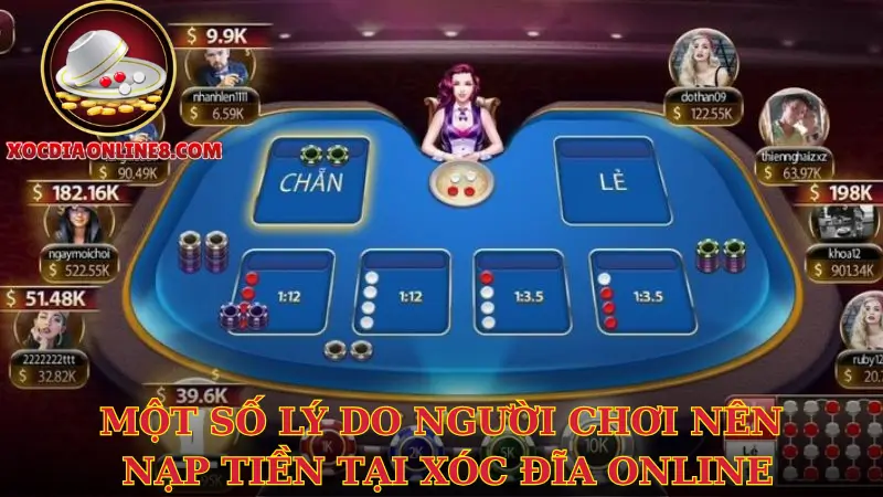 Một số lý do người chơi nên nạp tiền tại xóc đĩa online